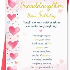 Granddaughter Birthday Card, Unique Birthday Cards for Granddaughter, Adult Gifts from Grandma Grandpa Grandparents